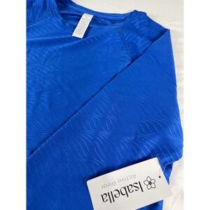 Isabella Active Wear Long Sleeve Crop‎ Top Athletic Shirt Blue XL NWT